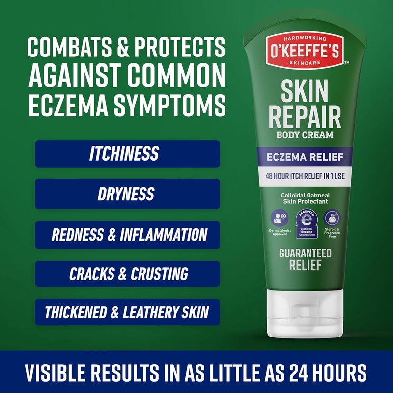 OKeeffes O’Keeffe’s Skin Repair Eczema Relief Body Cream, 7oz Tube (Pack of 1) – 48 Hour Itch Relief in One Use - Image 4